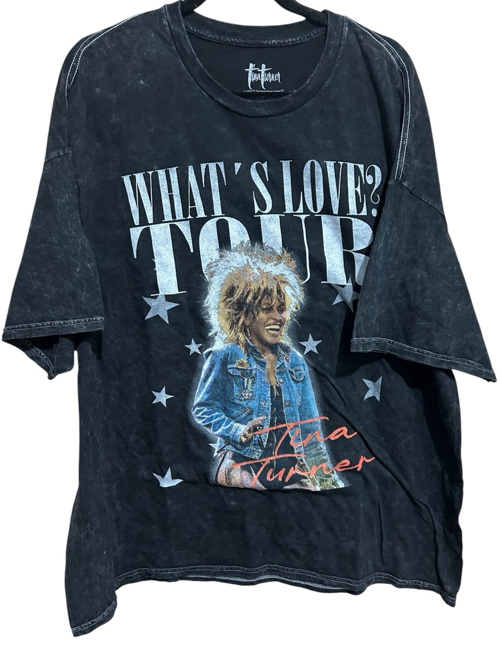Tina Turner "What's Love?" Tour Graphic T-Shirt | Acid Wash Black Vintage Tee 3X